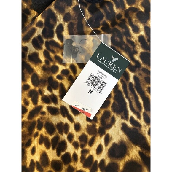 LAUREN RALPH LAUREN Cheetah Print Turtleneck Sleeveless Sheath Dress Medium Knee - Picture 7 of 12